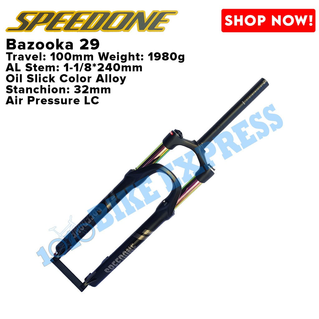 Speed One Bazooka Air Suspension Fork 27.5 And 29 Black Oil Slick Color FOR BICYCLE