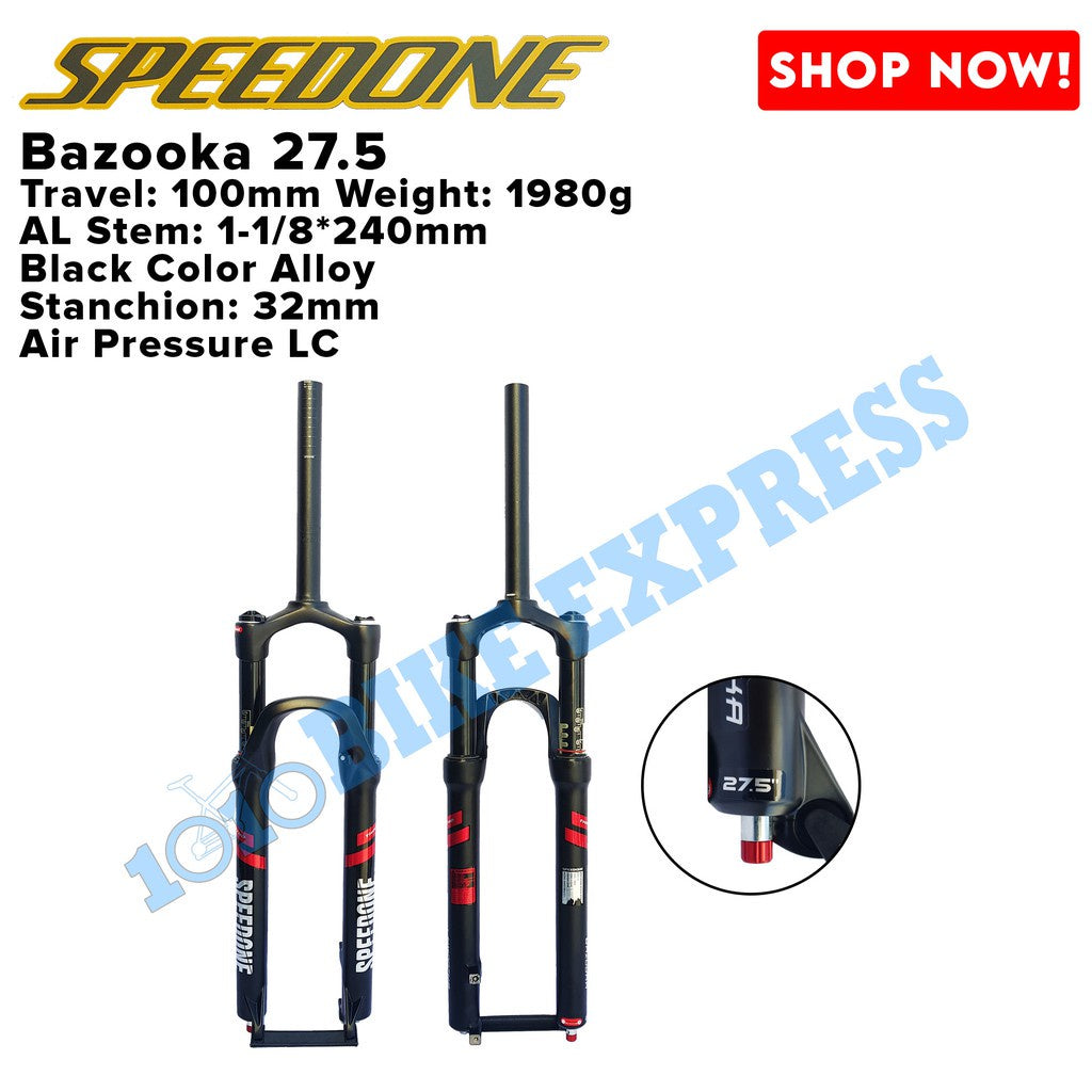 Speed One Bazooka Air Suspension Fork 27.5 And 29 Black Oil Slick Color FOR BICYCLE