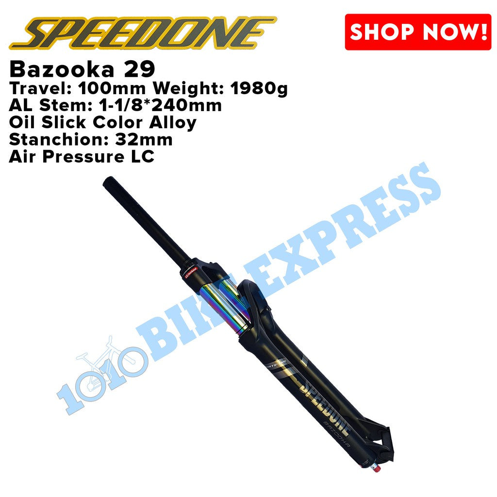 Speed One Bazooka Air Suspension Fork 27.5 And 29 Black Oil Slick Color FOR BICYCLE