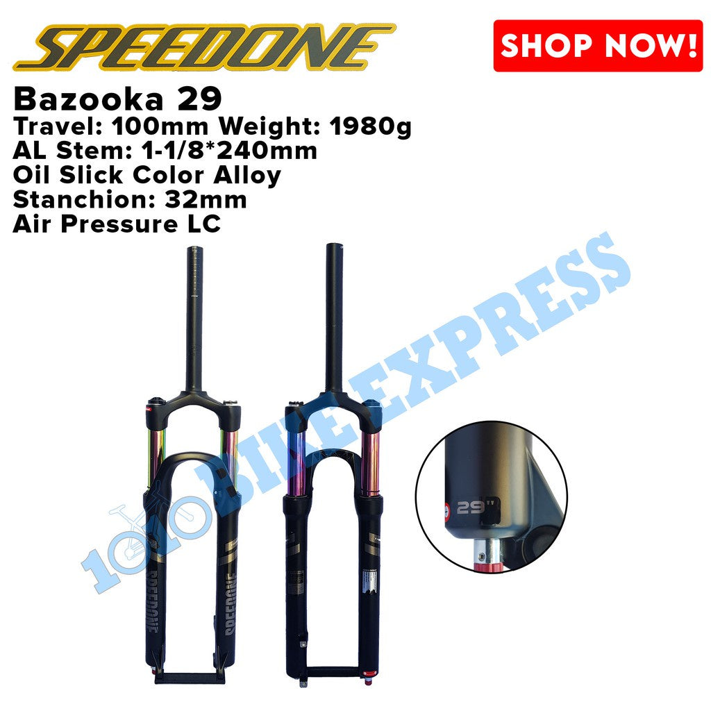 Speed One Bazooka Air Suspension Fork 27.5 And 29 Black Oil Slick Color FOR BICYCLE