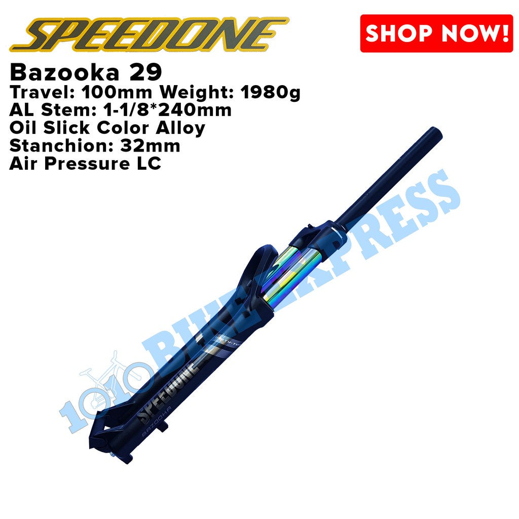 Speed One Bazooka Air Suspension Fork 27.5 And 29 Black Oil Slick Color FOR BICYCLE