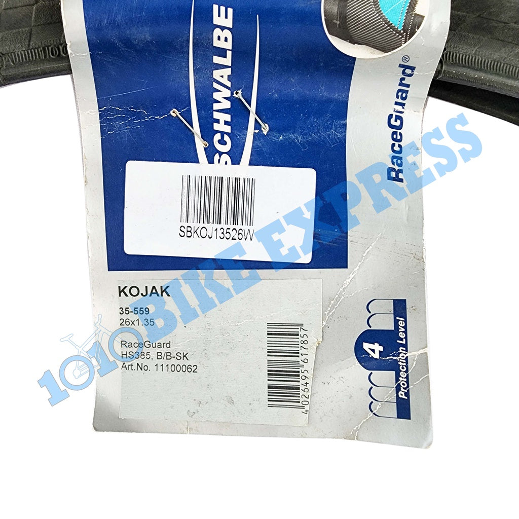 Schwalbe Kojak Race Guard Bicycle Tyre, Cycling, Black, 26 X 1.35